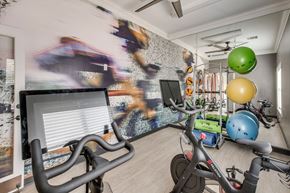 Cypress apartment for rent - a home gym with exercise bikes and a computer at Carrington at Barker Cypress, Cypress, 77433