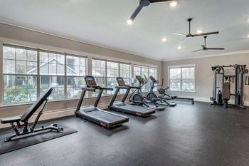 The gym has plenty of cardio equipment and windows