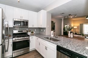 Atlanta apartment for rent - a kitchen with granite counter tops and stainless steel appliances at Willowest in Collier Hills, Atlanta, GA, 30318