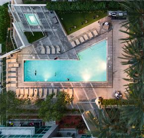 San Pedro apartment for rent - an aerial view of a swimming pool on the side of a building  at Vue, San Pedro, California