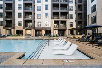 Saltwater pool with private poolside rooms