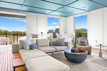Indoor/outdoor rooftop club lounge