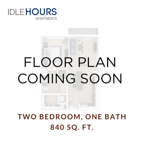 Floor plan for 2 beds, 1 bath, 875 sqft