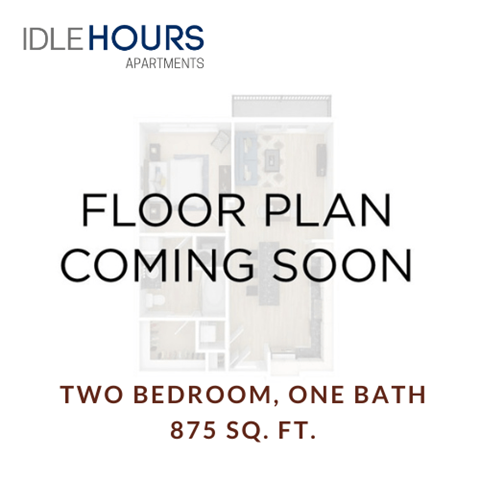 Floor plan for 2 beds, 1 bath, 875 sqft