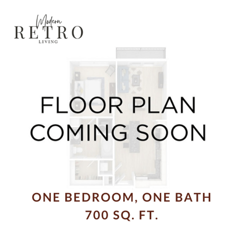Floor plan for 1 bed, 1 bath, 700 sqft