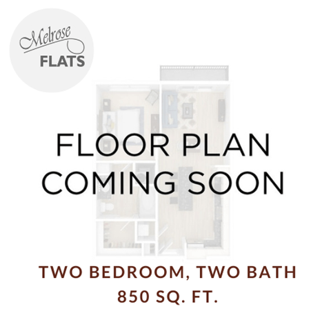 Floor plan for 2 beds, 2 baths, 850 sqft