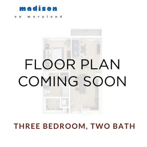 Floor plan for 3 beds, 2 baths, 1100 sqft