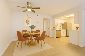 Phoenix apartment for rent - A dining room with a table set for four.
