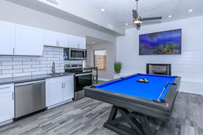 Mesa apartment for rent - a games room with a pool table and a kitchen at Tides at Mesa, Arizona