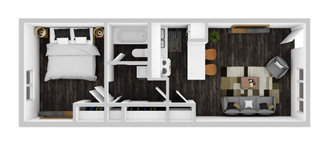 Floor plan for 1 bed, 1 bath, 481 sqft