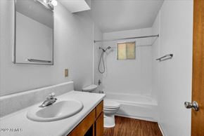 Phoenix apartment for rent - a bathroom with a sink and a toilet and a shower