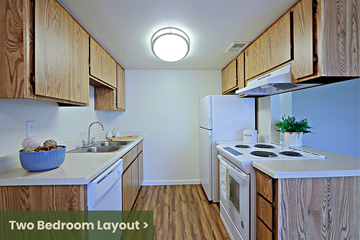 Tempe apartment for rent - a kitchen with a stove refrigerator and a sink