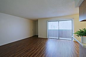 Tempe apartment for rent - a living room with hardwood floors and a large window