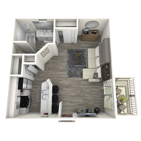 Floor plan for studio, 1 bath, 400 sqft