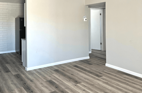 Phoenix apartment for rent - A room with a wooden floor and a white door.