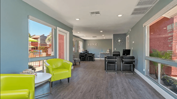 Leasing area with chairs and two desks