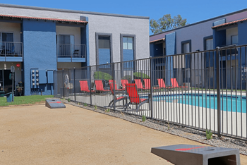 Front view of lawn game area 