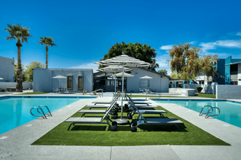 Stunning pool with center island