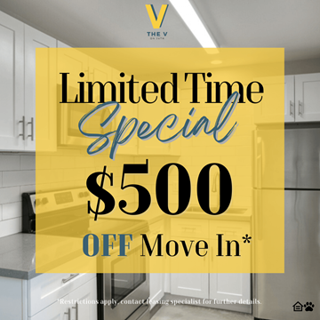 Phoenix apartment for rent - a kitchen with the words limited time special 500 off move in
