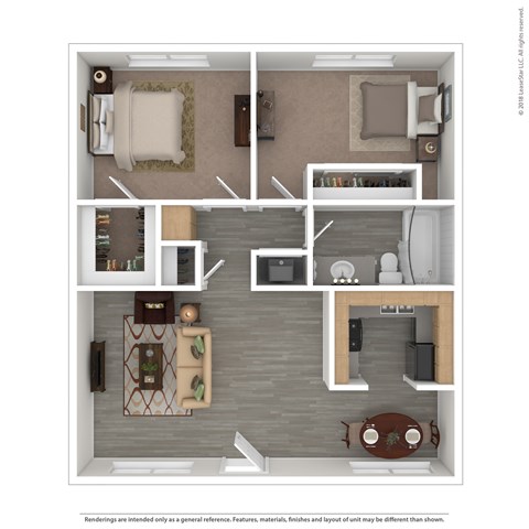 Floor plan for 2 beds, 1 bath, 800 sqft
