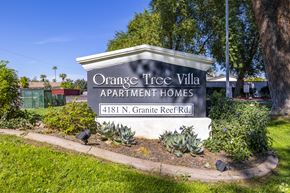 Scottsdale apartment for rent - the sign for Orange Tree Villa apartments