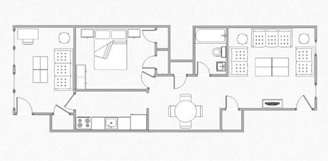 Floor plan for 1 bed, 1 bath, 820 sqft