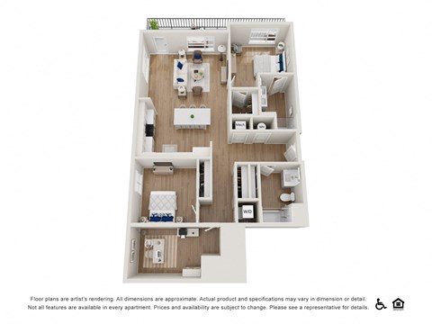 Floor plan for 2 beds, 2 baths, 1210 sqft