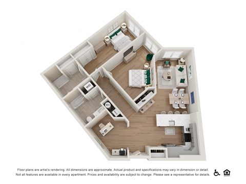 Floor plan for 2 beds, 2 baths, 1278 sqft