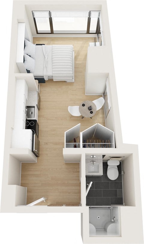 Floor plan for studio, 1 bath, 331 sqft