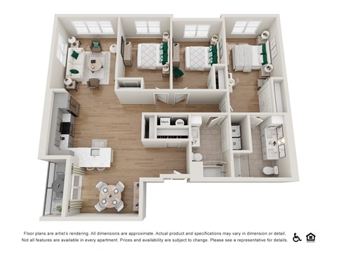 Floor plan for 3 beds, 2 baths, 1467 sqft
