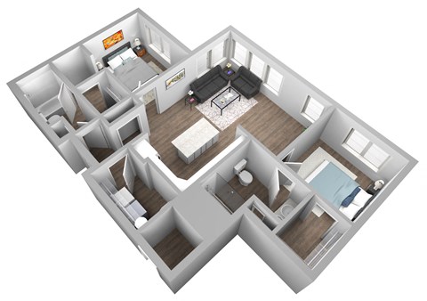 Floor plan for 2 beds, 2 baths, 1120 sqft