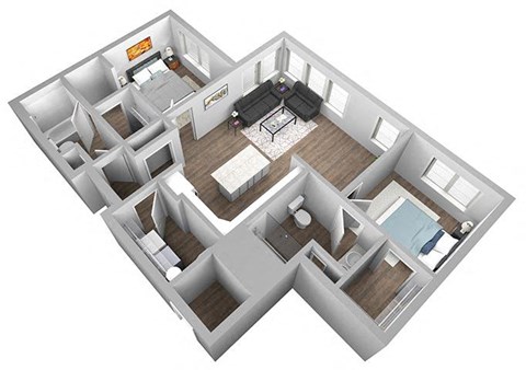 Floor plan for 2 beds, 2 baths, 1120 sqft