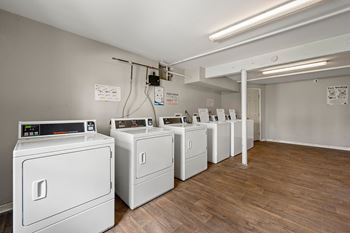 A row of washes and dryers 