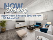 Marietta apartment for rent - A living room with a leasing offer.
