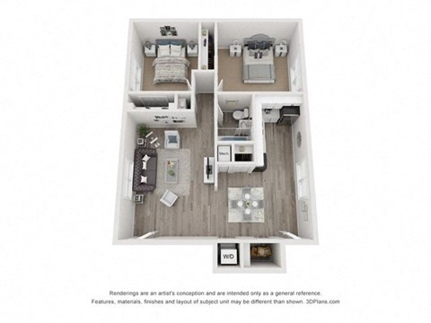 Floor plan for 2 beds, 1 bath, 1150 sqft