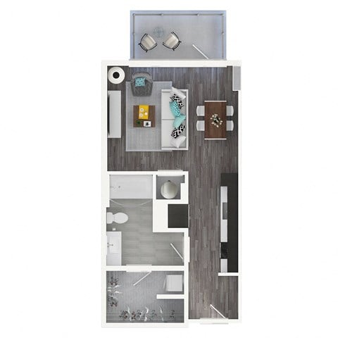 Floor plan for studio, 1 bath, 504 sqft