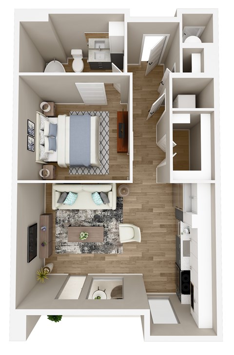 Floor plan for 1 bed, 1 bath, 625 sqft