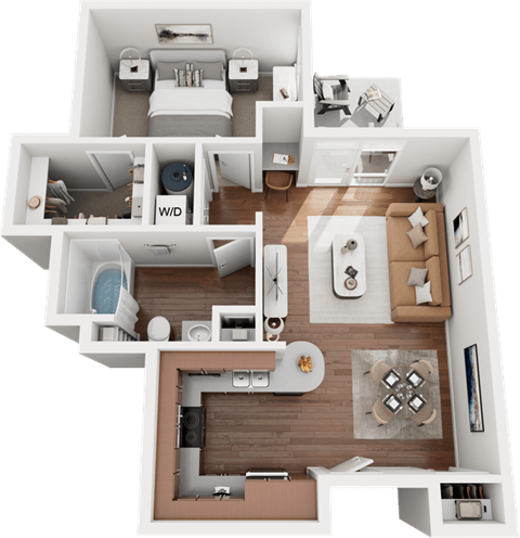 Floor plan for 1 bed, 1 bath, 759 sqft