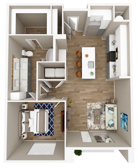Floor plan for 1 bed, 1 bath, 810 sqft