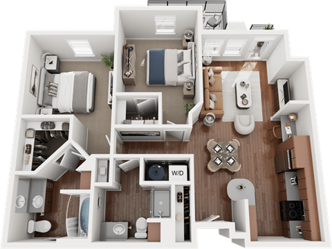 Floor plan for 2 beds, 2 baths, 1060 sqft