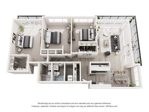 Floor plan for 3 beds, 2 baths, 1600 sqft