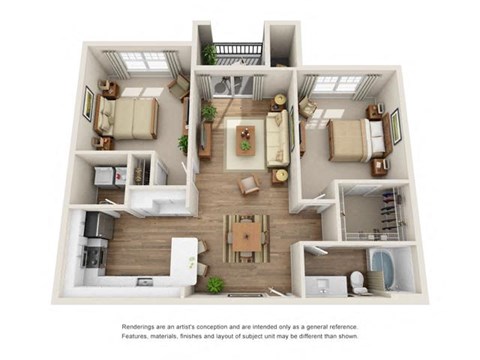 Floor plan for 2 beds, 1 bath, 1086 sqft