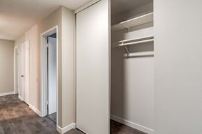 Beaverton apartment for rent - hallway with a closet and a door to the bedroom