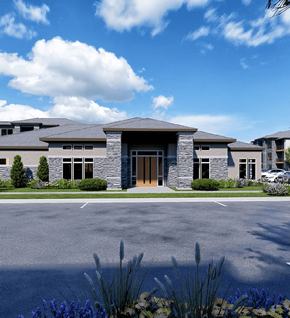 Aurora apartment for rent - Leasing Center and parking lot