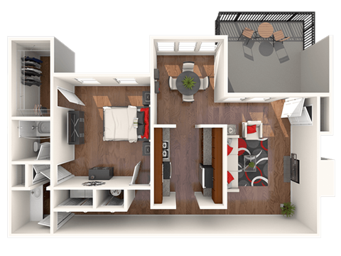 Floor plan for 1 bed, 1 bath, 1000 sqft