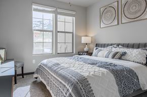 Phoenix apartment for rent - a bedroom with a bed and two windows