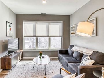 St Louis apartment for rent - a living room with a couch and a tv