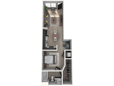 Floor plan for studio, 1 bath, 529 sqft