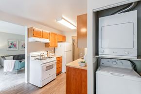 Columbia apartment for rent - view of kitchen and closet with washer and dryer