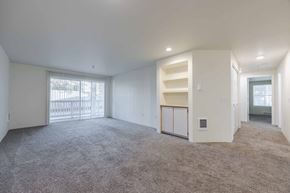 Durham apartment for rent - A spacious room living room with a built in bookshelf